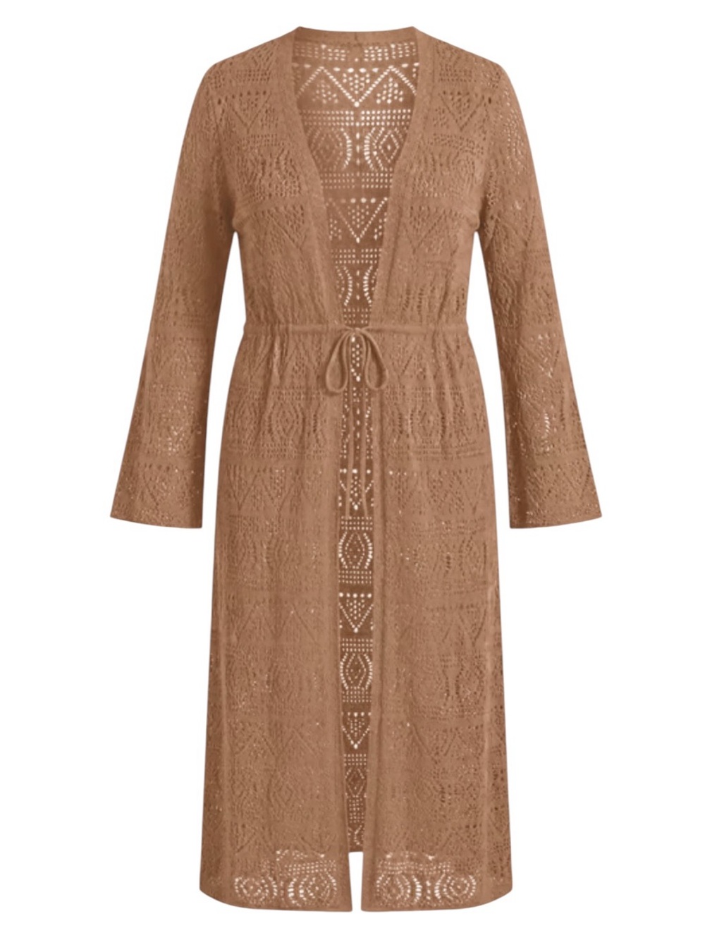 Torrid Festi Tie Front Bell Sleeve Duster Natural Beige Crochet Lace Size 0 NWT